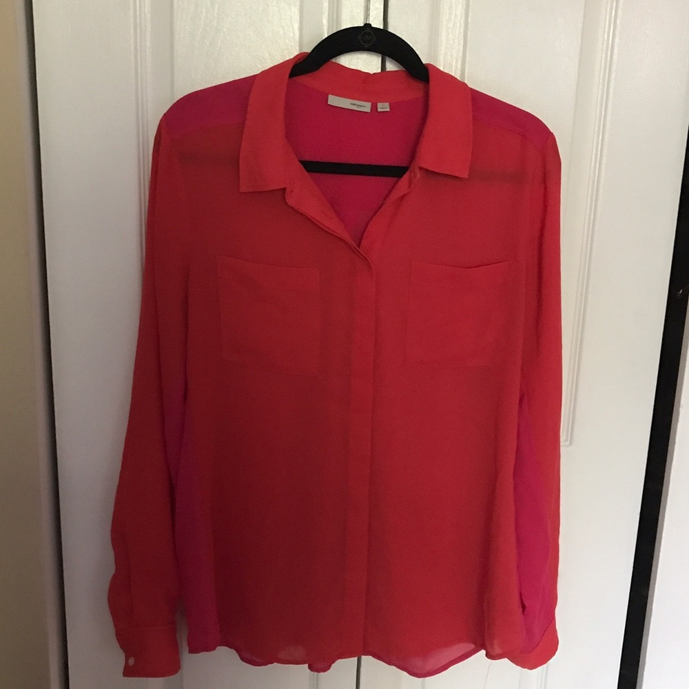Halogen Pink Long Sleeve Buttoned Blouse